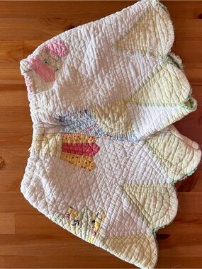 Vintage Patchwork Scalloped Quilt shorts - Pastel Pink, Yellow, Green